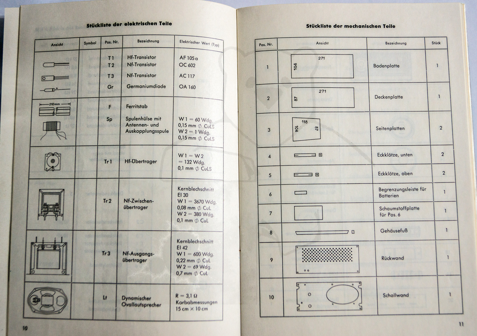Kosmos Telefunken Kamerad - Handbuch, Beschreibung der einzelnen Komponenten